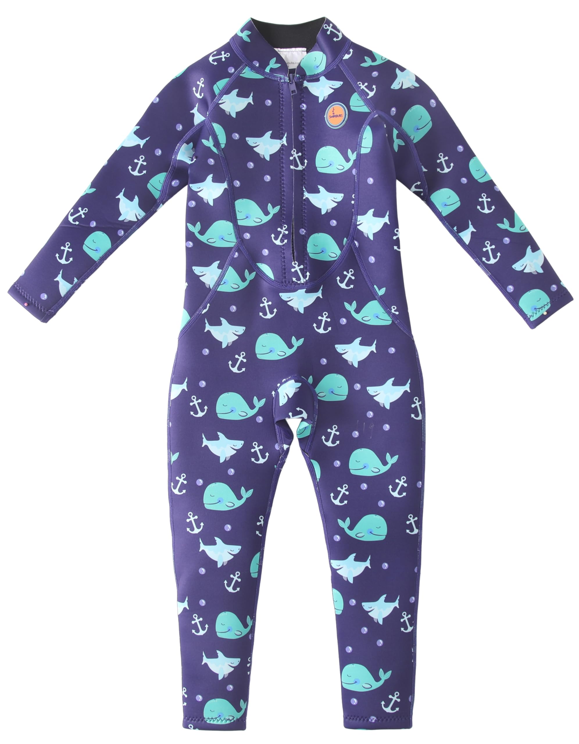 Swimbubs Kids Full Length Thermal Wetsuit 2mm Neoprene – Long Sleeve & Leg Suit for Cold Pools & Beach (5-6 Years, Blue Whale)