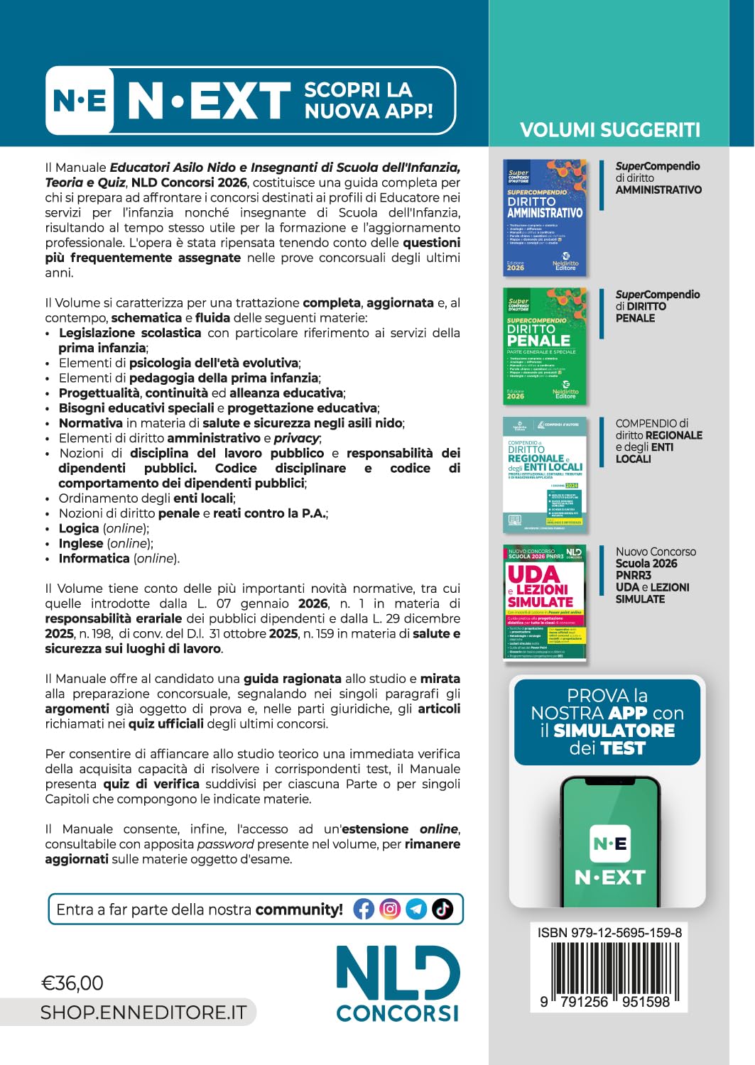 Concorso educatori asilo nido e scuola infanzia. Manuale di teoria e quiz per concorsi 2026 con prove dei precedenti concorsi. Nuova ediz. Con software di simulazione