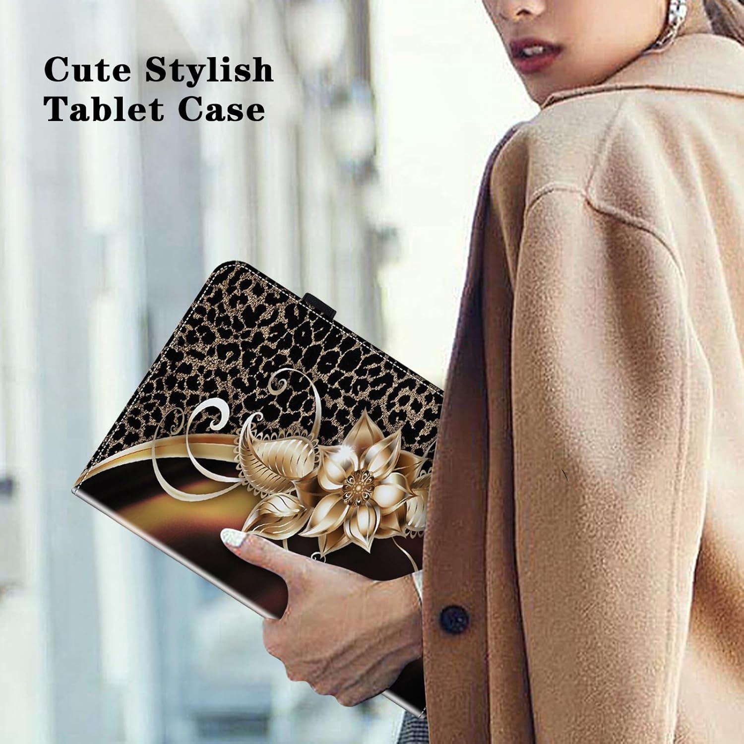 Case for Kindle Fire HD 8 & 8 Plus Tablet (12th/10th Generation,2024/2022/2020),Folio Slim Fit Stand PU Leather Wallet Shockproof Cover for Fire HD 8 Tablet 8 Inch- Metallic Flower