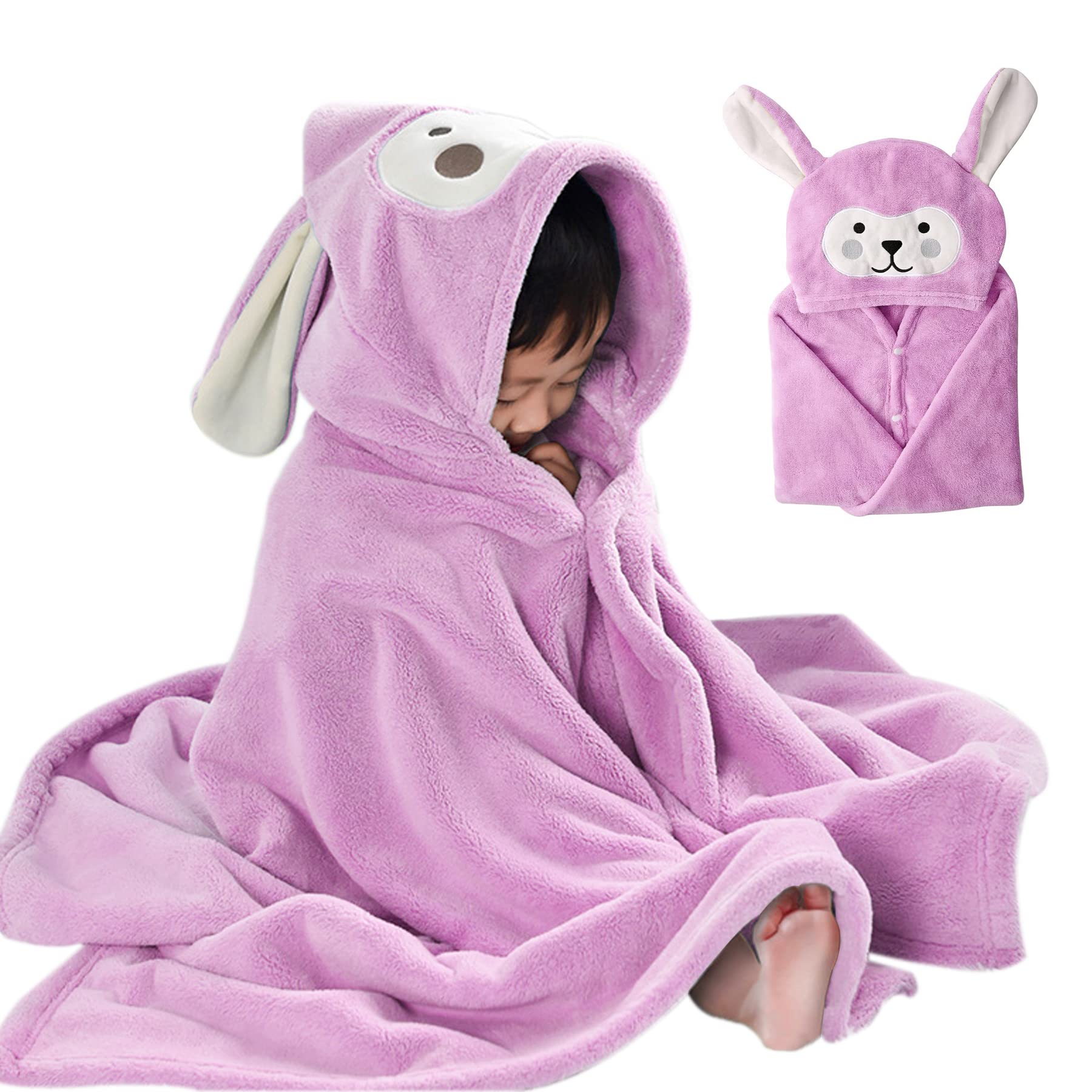 Shengruili Badetuch Set Mit Kapuze, 70X140cm Handtuch für Baby und Kleinkinder, Niedliche Ohren für Babybaden