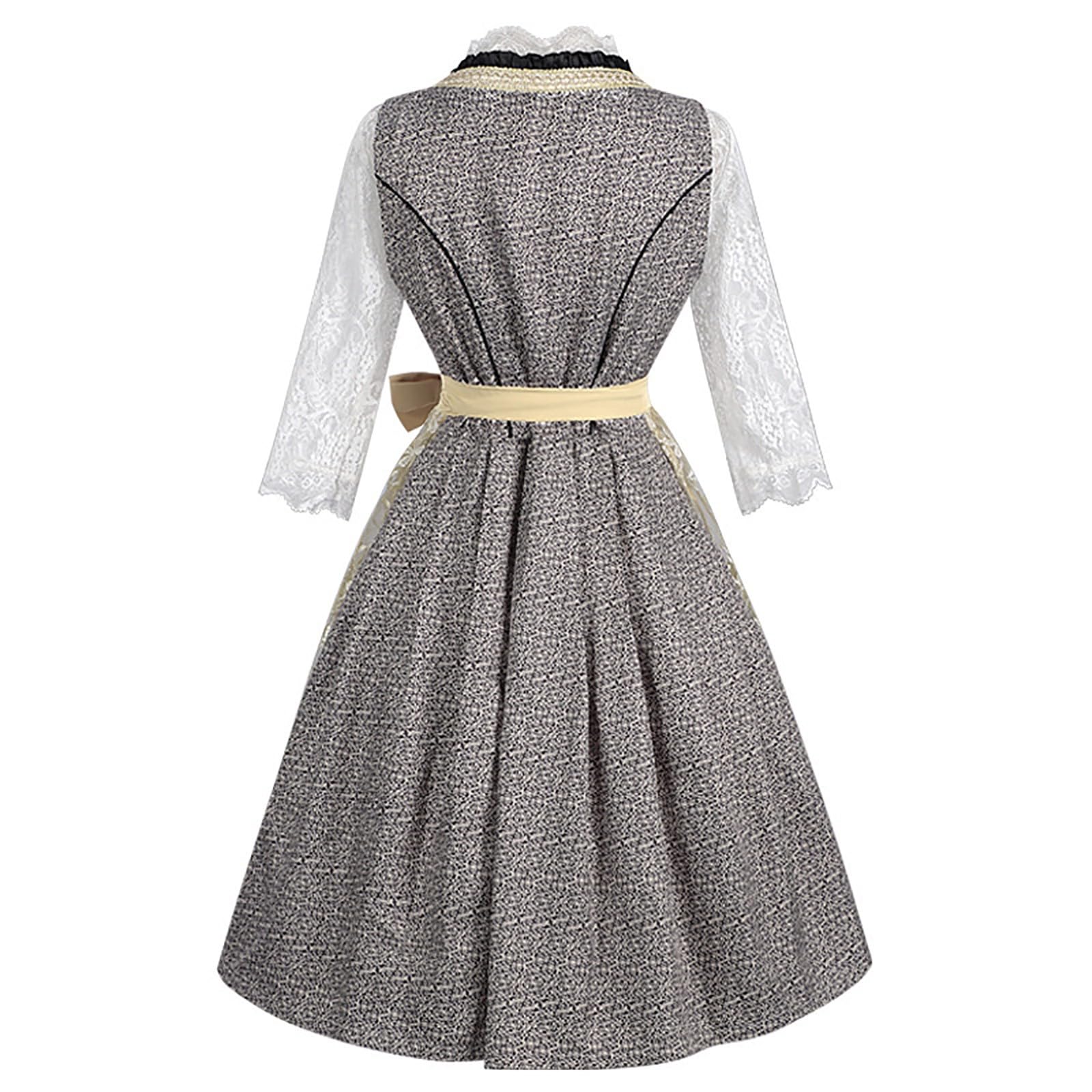 Generisch 2026 Vestido de cosplay de encaje para mujer gótico para fiesta de Halloween, aspecto de corsé medieval, traje histórico de fiesta para carnaval, mercado medieval, ropa de baile romántica de