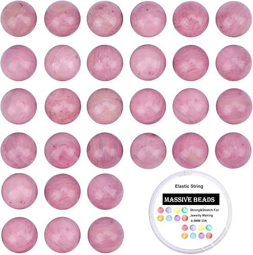 Miniatura 6 de 100 piezas de cuentas de cristal natural, piedras preciosas redondas sueltas de sanación energética con cordón elástico de cristal gratis para