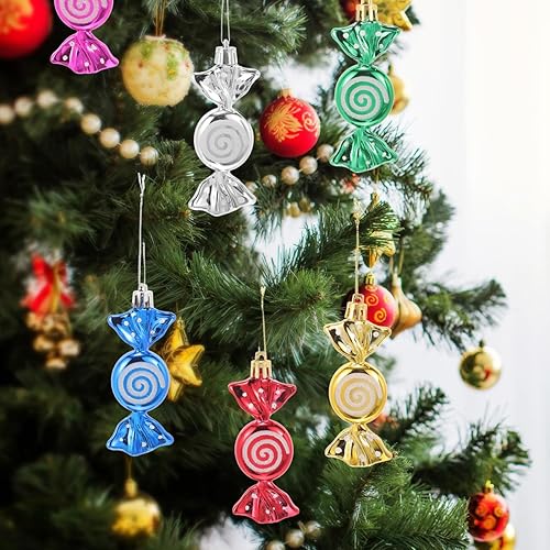 Miniatura 9 de Happyyami 6 adornos de dulces para árbol de Navidad, decoraciones colgantes para el hogar, boda, Navidad, fiesta de cumpleaños
