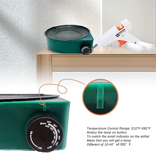 Miniatura 4 de Olla de fusión de pegamento caliente, kit de sartén eléctrica floral para manualidades con 40 barras de pegamento premium y mini pistola de 20 W