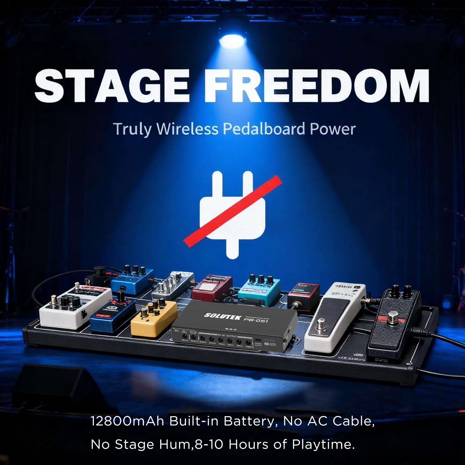 Fuente de alimentación de pedal de guitarra recargable 12800 10 salidas de alta corriente 2000 mA 9 V 12 V 18 V 5 V para pedal, tambor electrónico, teclado, mezclador... | Conveniente potencia