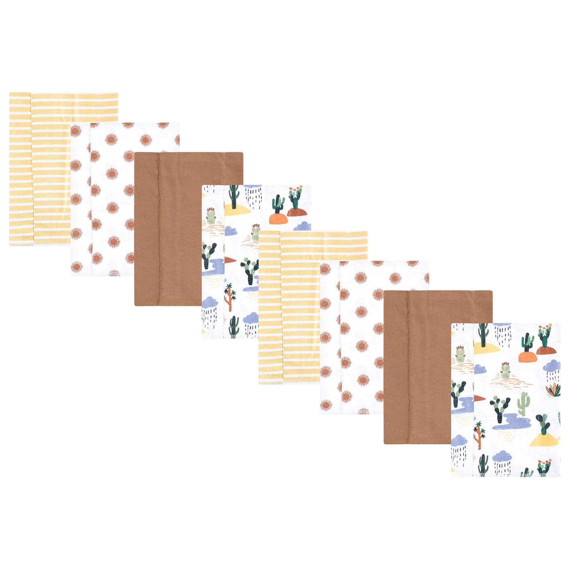 Hudson Baby Cotton Poly Flannel Burp Cloths Multipack, Fun Desert 8-Pack, One Size