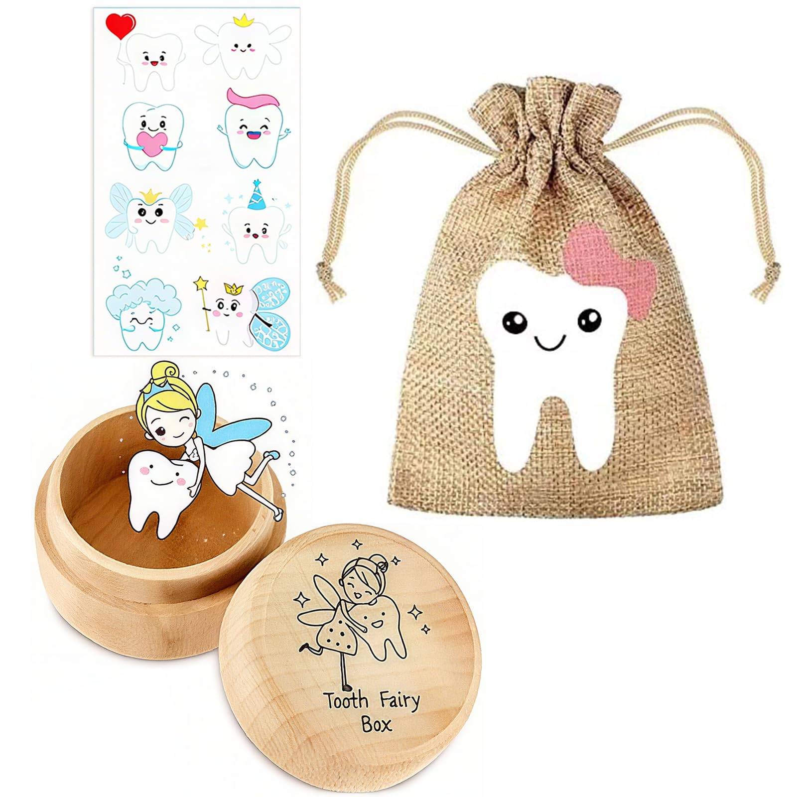 Tooth Fairy Box, 3D Carved Wooden Tooth Fairy Kit