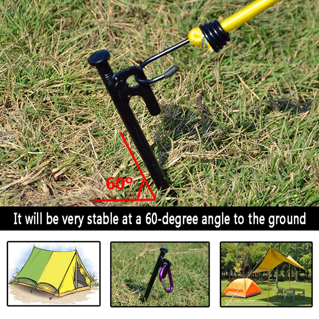 Piquets de Tente Robustes, piquets de Tente, piquets de Tente de Camping, avec Crochet et Trou, avec Pochette de Transport Durable, pour Voyage en Plein air randonnée Jardinage GRA