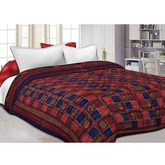 THROW KING Rajasthani Jaipuri Pure Cotton Floral Printed Double Bed Jaipuri Razai/Rajai/Quilt/Blanket/Dohar(Multi)