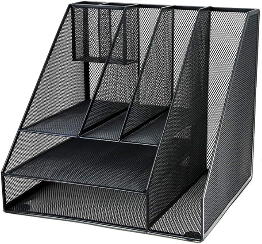 Rangement bibliothèque grille de bureau noire pour éliminer les papiers éparpillés