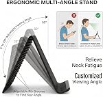 Portable Foldable Silicone Phone Holder, Flexible Silicone Aluminum Phone Holder Stand, Bendable Rollable Foldable Design, for Phone Tablet (Black)