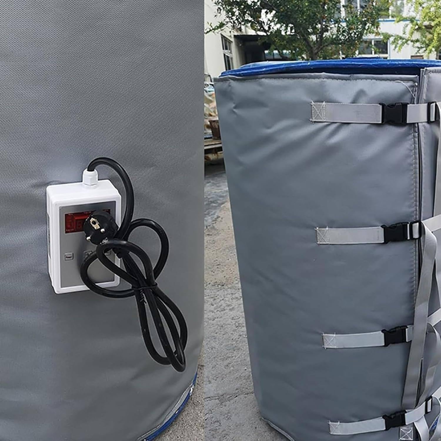 Metalowy grzejnik do beczek, Podgrzewacz beczek IBC o pojemności 55–275 galonów, wielokolorowy, z regulatorem temperatury(Black,275Gallon/1000L)