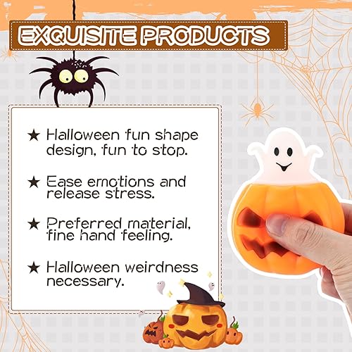 Miniatura 4 de Jenaai 20 huevos de Pascua, bolas estrujables para apretar, cesta de Pascua, juguetes sensoriales para regalos de fiesta de Pascua (calabaza)