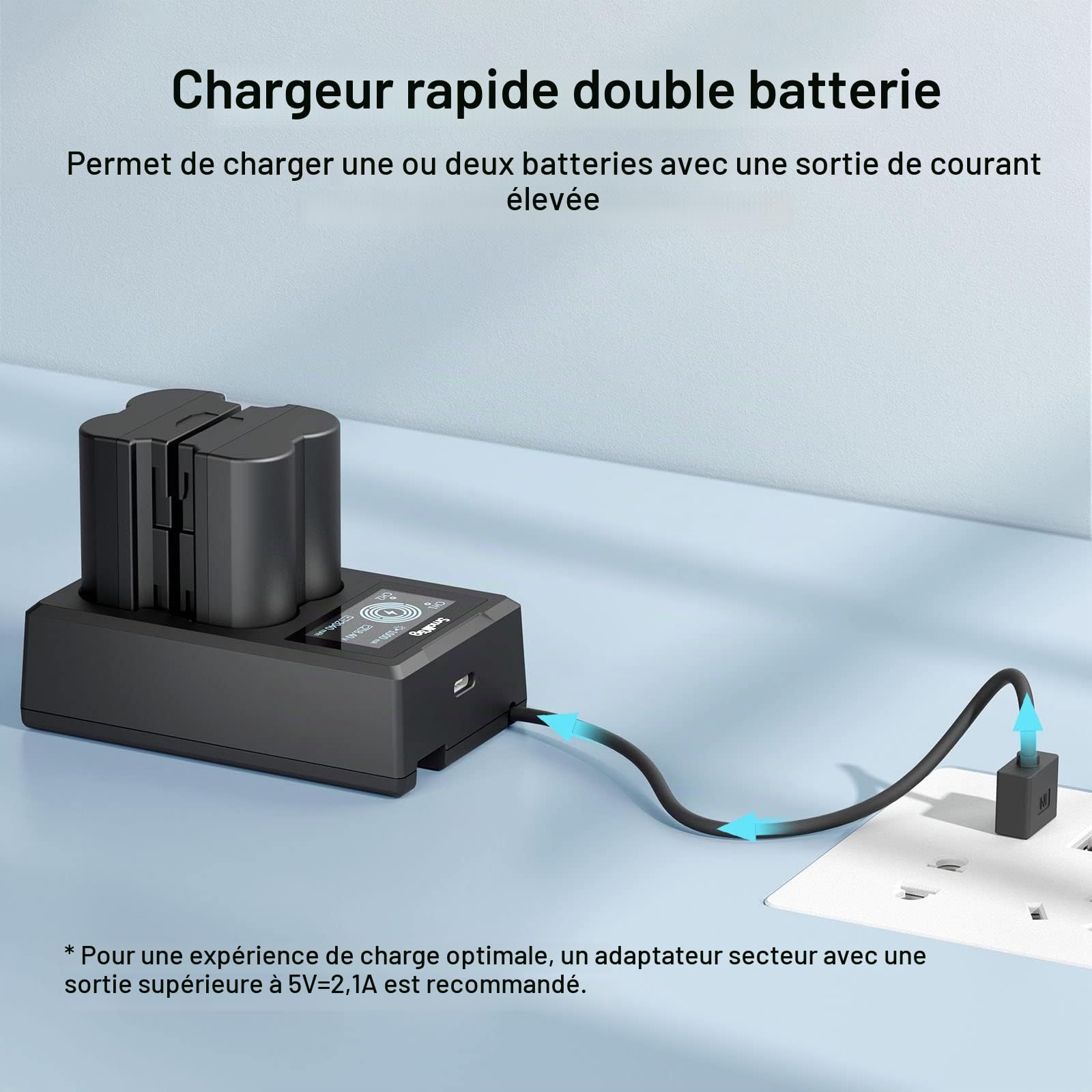 SMALLRIG Batteries de Rechange Compatible avec NP-W235 pour Appareil Photo et Chargeur d'Ecran LCD (Lot de 2), Batterie Rechargeable pour FujifilmGFX 100S, pour Fujifilm X-T4, VG-XT4-3822
