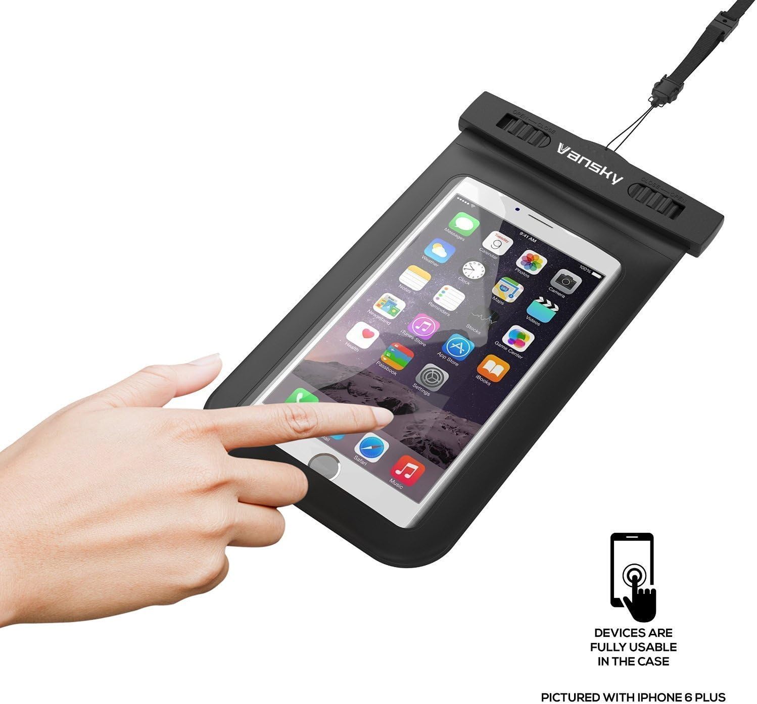 Vansky Universal Waterproof Case Dry Bag for iPhone 6, 6 Plus, 6s, 5, 5s, 4, Samsung Galaxy S6 and S6 Edge S5 S4, Samsung Note 3,2; IPX8 Certified to 100 Feet