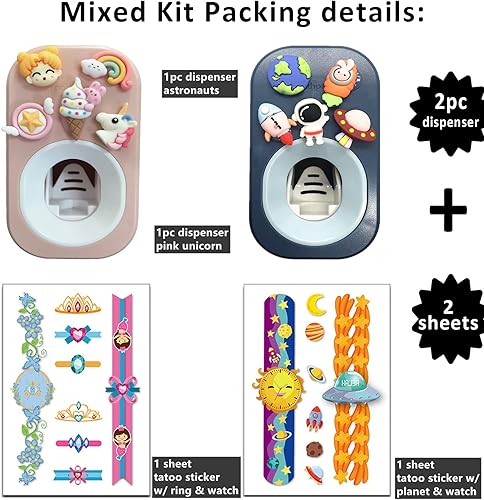 Miniatura 2 de Dispensador automático de pasta de dientes para niños montado en la pared para baño, exprimidor de pasta de dientes para niños y ducha familiar (2