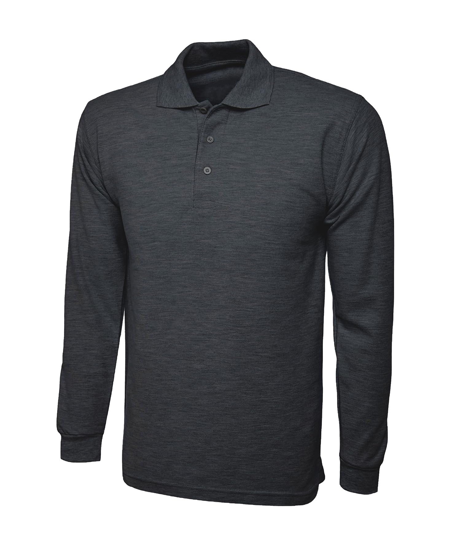 COOZO Mens Long Sleeve Polo Shirt - Charcoal - XL
