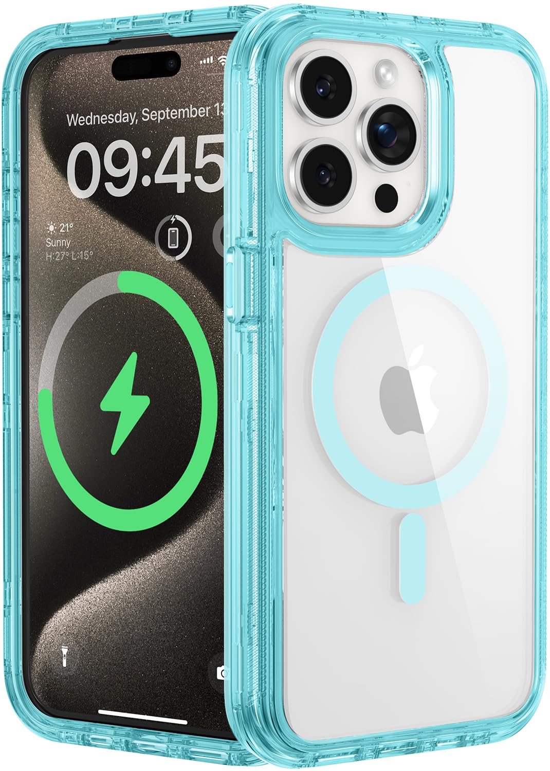 Funda Para IPhone 15 Pro Magsafe Transparente Morado Protector Cam Resistente A Caidas Y Golpes 1000961134