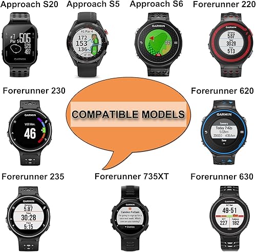 Miniatura 2 de honecumi Correa de repuesto para Garmin Forerunner 235, compatible con Garmin Forerunner 220230235620630735XT, correas para reloj de golf Garmin
