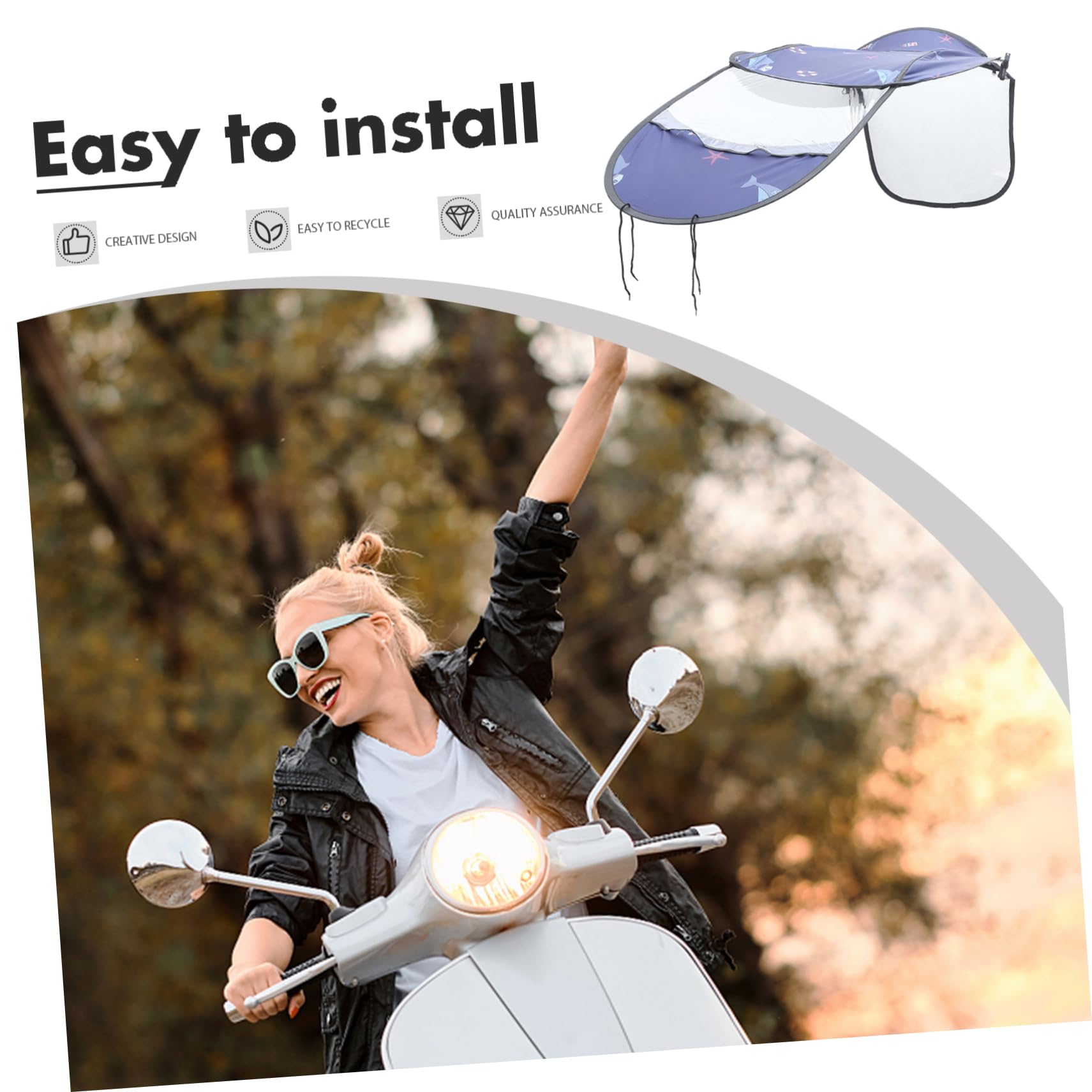 ABOOFAN Electric Motorcycle Rain Shelter Universal Canopy Awning Sunshade for Bikes