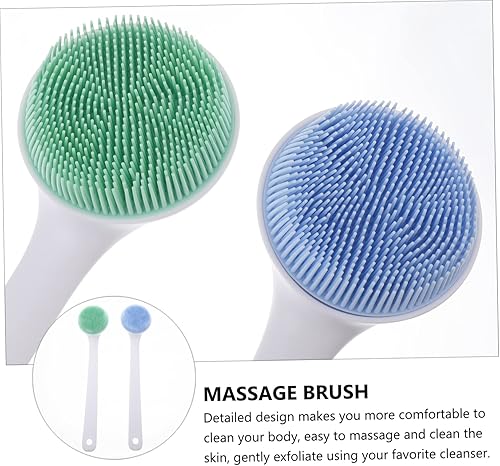 Miniatura 3 de FOMIYES Cepillo de baño de mango largo 2 unids cepillo corporal para exfoliante de silicona para limpieza de masaje de baño