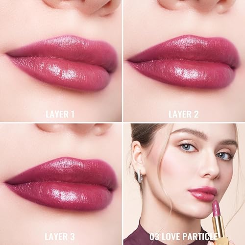 Miniatura 72 de Oulac Lipstick & Lipliner Set 3PCS High Impact Lipcolor with Moisturizing Formula, Vegan Beauty, Full-Coverage Lip Color, Gift Lipstick for Women