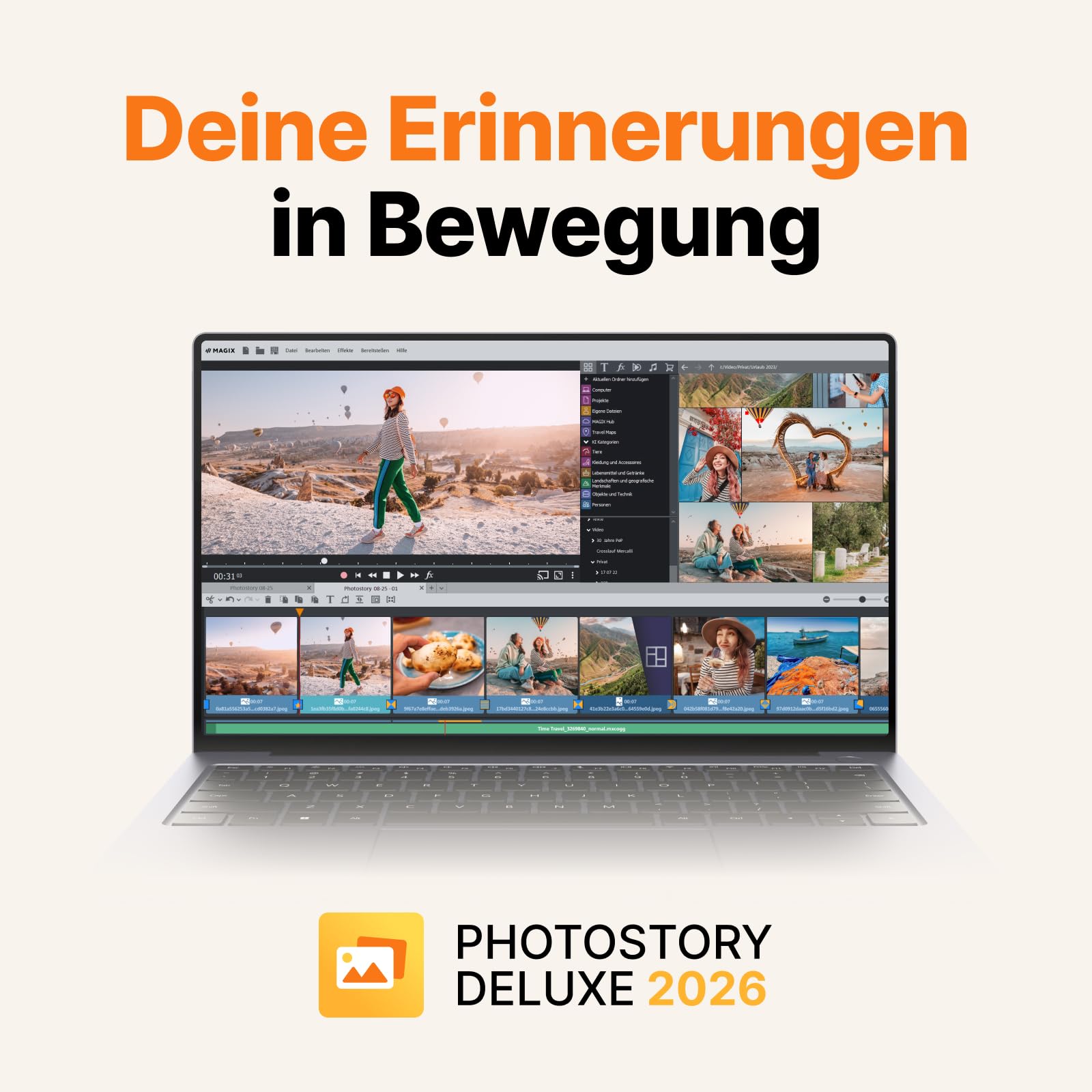 MAGIX Photostory Deluxe 2026 – Vos souvenirs en mouvement | Logiciel de retouche photo | Logiciel de montage vidéo | Pour PC Windows 11 | 1 licence de téléchargement pour 2 appareils
