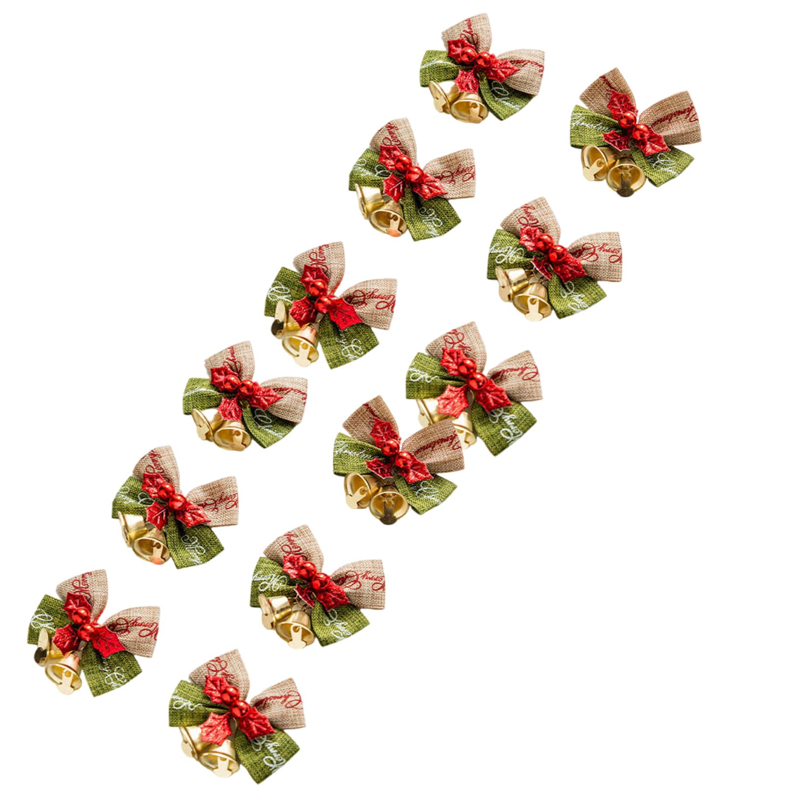 YROHGKPN 12Pcs Christmas Bows with Bells Burlap Bows Ornaments for Presents Wrapping Decoration Wedding Decoration Tree Ornaments