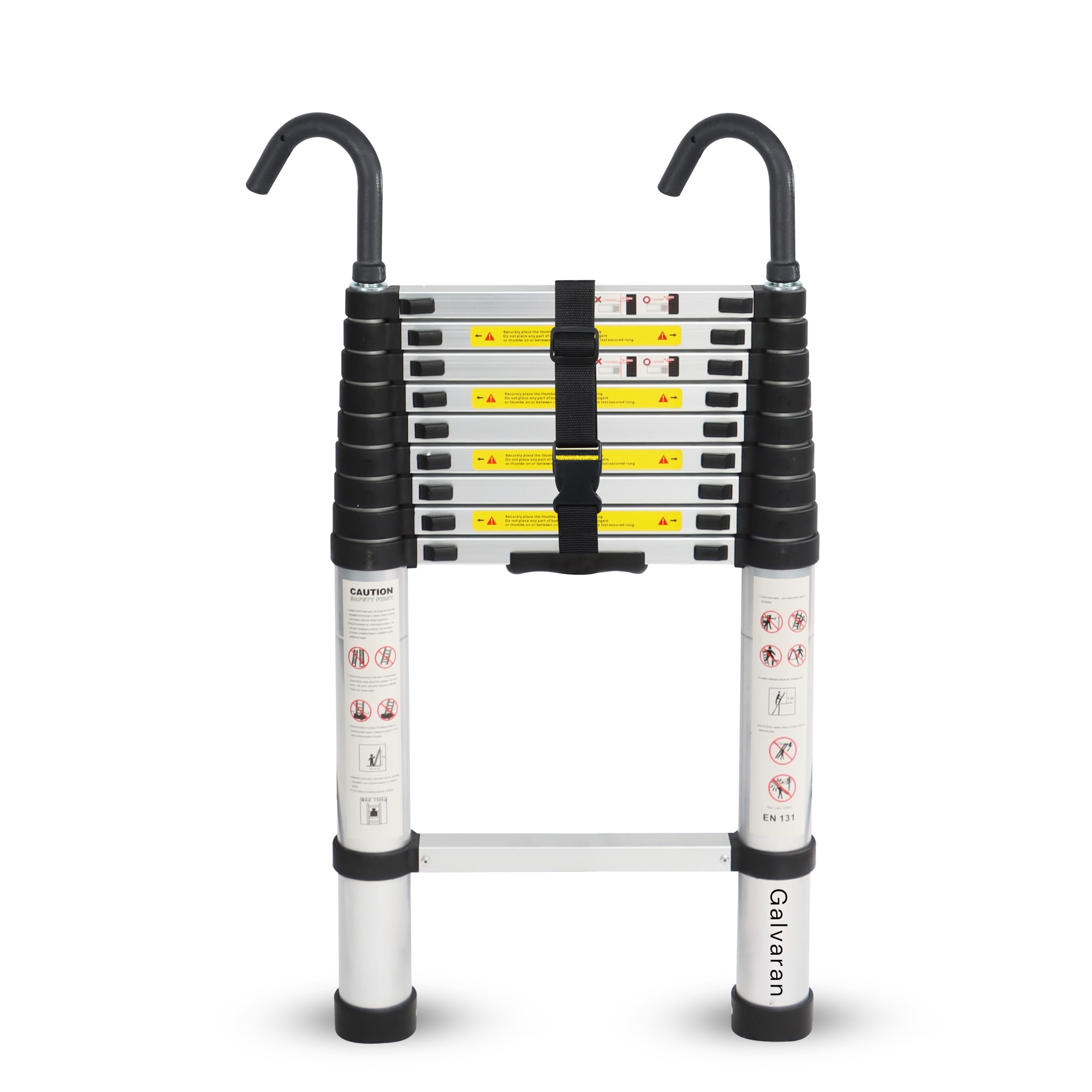 Galvaran Telescopic Ladder 3.2M / 10.5FT Multi-Purpose Aluminium Loft Ladder Extendable, Collapsible and Portable, Max Load 150kg/330lb, Adjustable Step, EN131 (3.2 m)