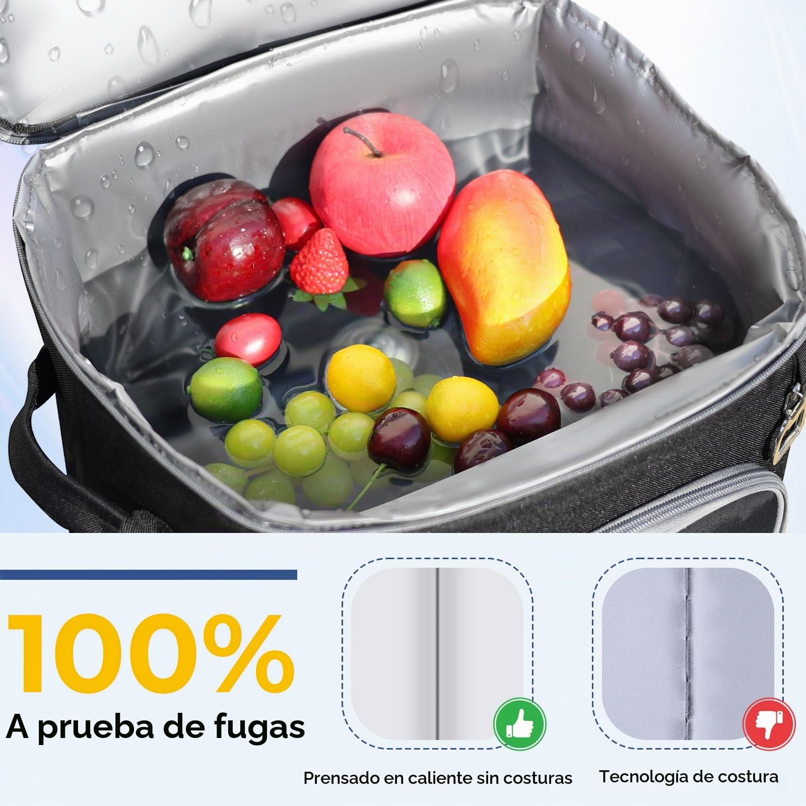INSMEER Enfriador 2 en 1 con ruedas, 50 latas, plegable, con lados suaves, parte superior dura con 2 portavasos, bolsa térmica con ruedas 100% a prueba de fugas para playa, camping al aire libre