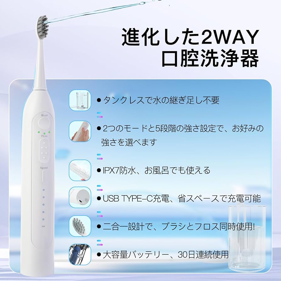 Amazon.co.jp: 【2024年最革新の2in1電動歯ブラシ】電動歯ブラシ