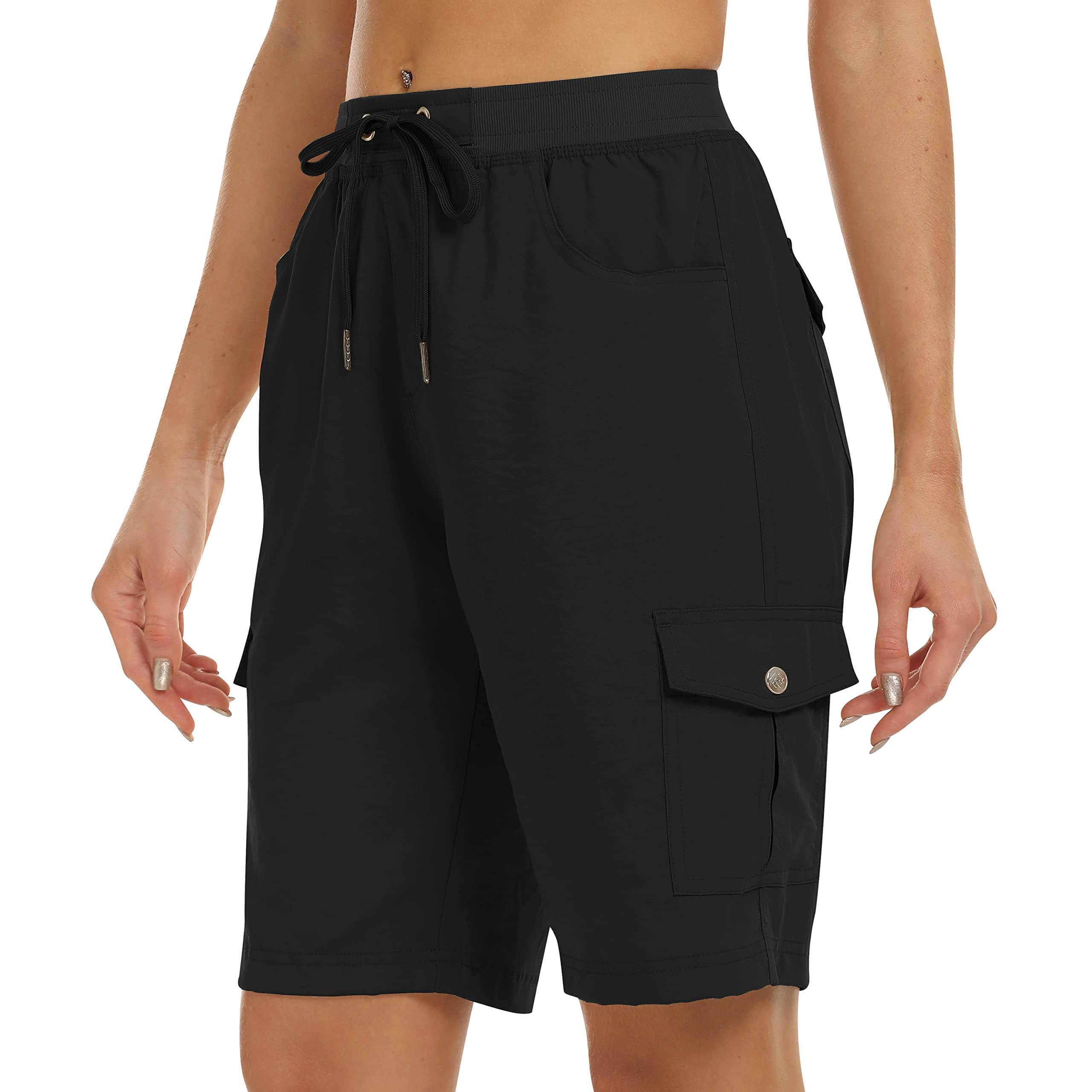 JINSHI Shorts Damen Sommer Cargohose Kurze Wanderhose Outdoor Schnelltrocknend Freizeithose mit Mehrfach-Taschen