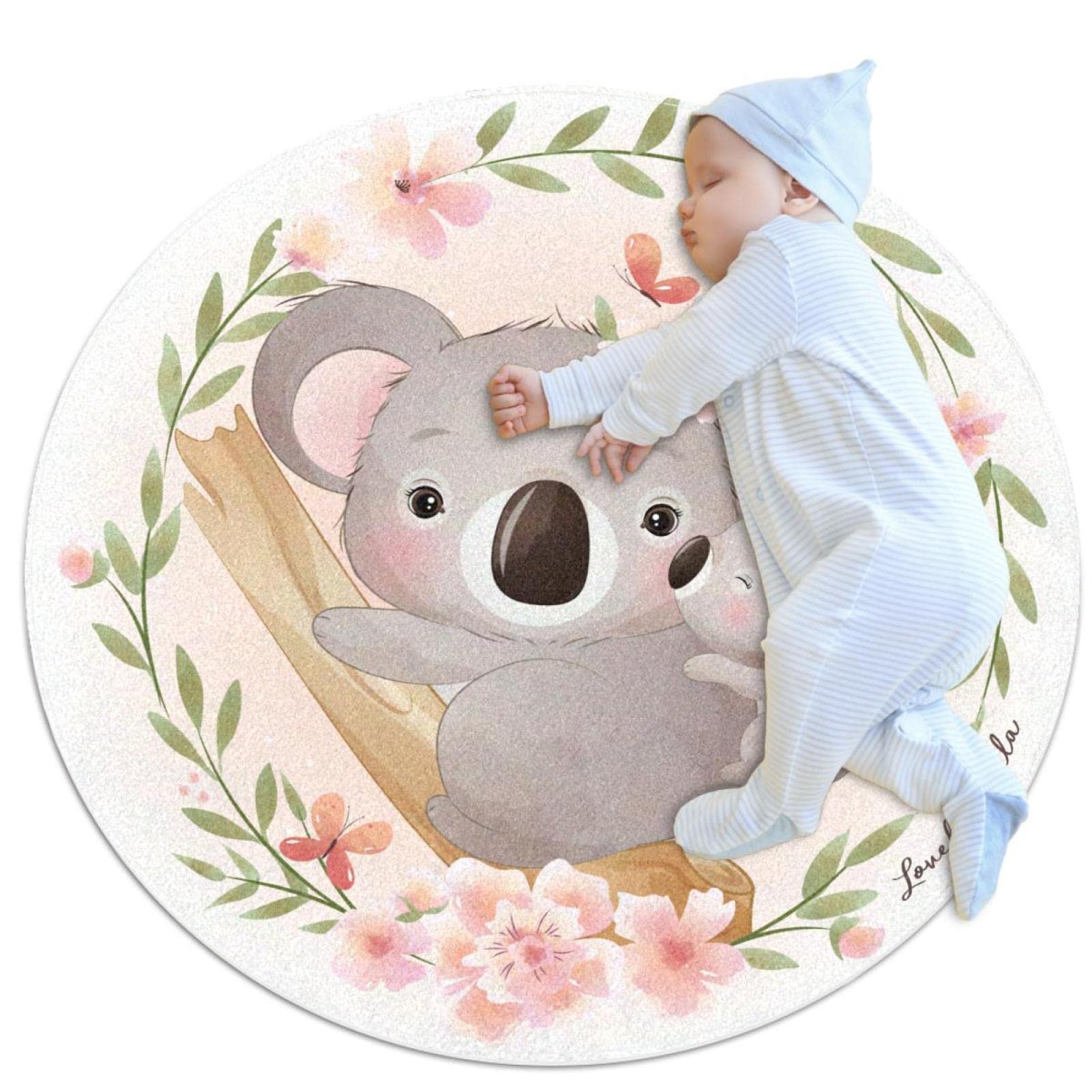 Tapis rond pour enfants décoration chambre koala mignon 80cm
