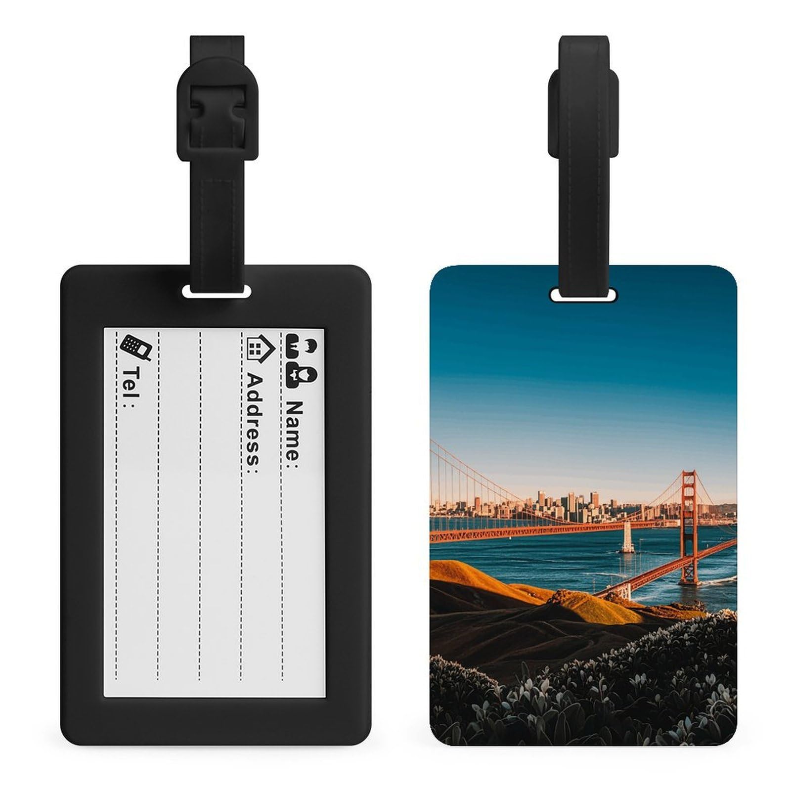 San Francisco Luggage Tags for Suitcases with Address Card - Personalized Travel ID Bag Tags, Reinforced Durable Loop, Cute Unique TPU Name Identifier