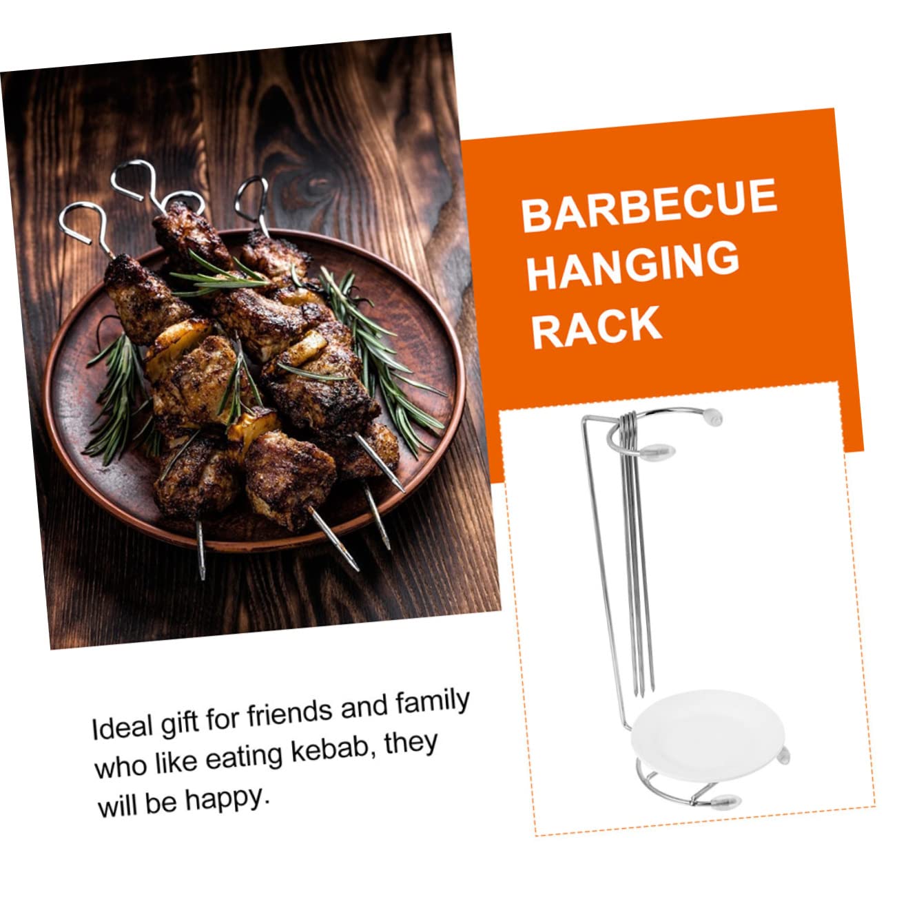2juegos Soporte De Brochetas Rack para Barbacoa Agujas Utensilios De Cocina para Asar Carne y Verduras