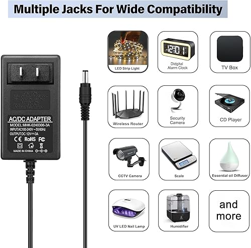 Miniatura 6 de Adaptador de fuente de alimentación de conmutación de 100V-240V a 12V 3A ACDC con 8 adaptadores seleccionables CC enchufes (12V3A)