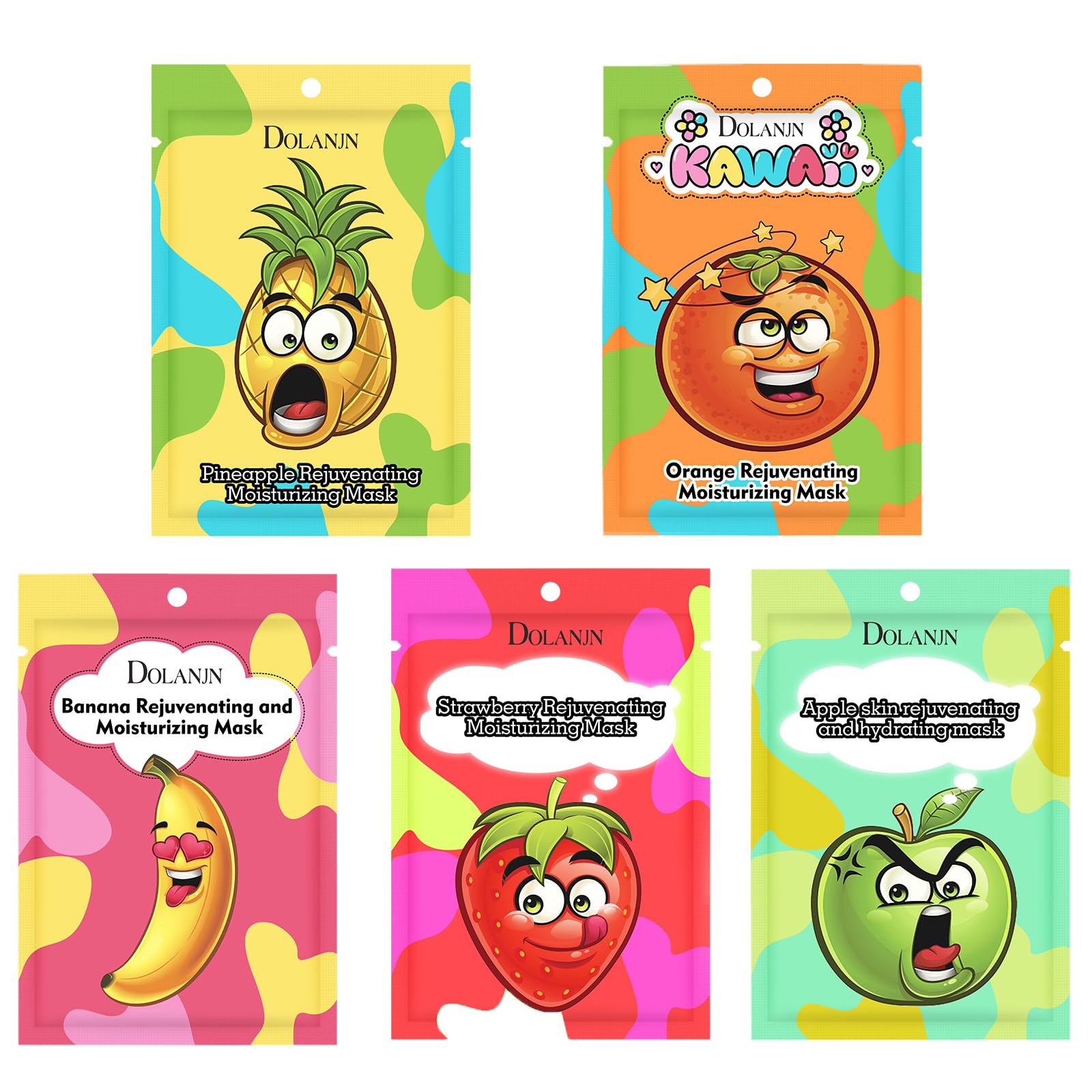 Ninnyi 5 PCS Kids Face Masks for Girls Fruit Beauty Face Masks for Kids Improve Dullness and Brighten for All Skin Types