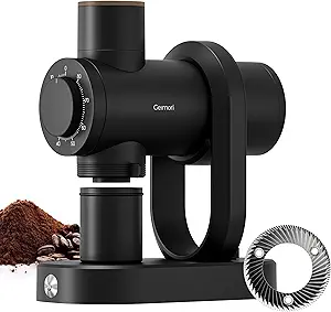Burr Coffee Grinder,Wirsh Electric Single Dose Espresso Grinder Geimori GU64 with 64mm Flat Burr,Anti-Static Design,Stepless Adjustment from Fine to Coarse for Drip,Pour Over,French Press,Cold Brew