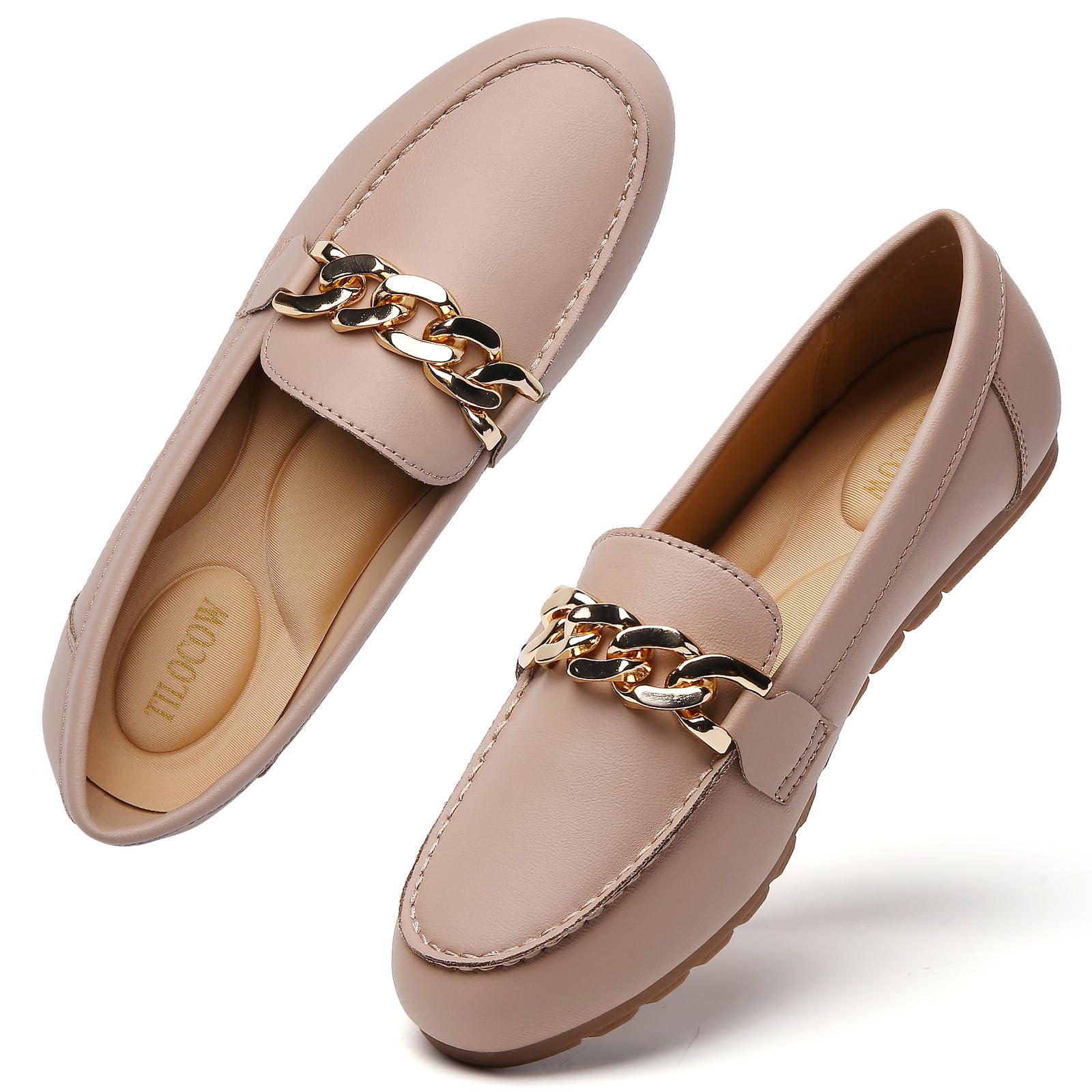 Tilocow Loafers for Women Comfortable Flat Casual Slip On Shoes Leisure Bussiness Work Ladies Shoes Lightweight Walking Flats with Arch Support（The shoes run small and narrow， Please order one size larger）