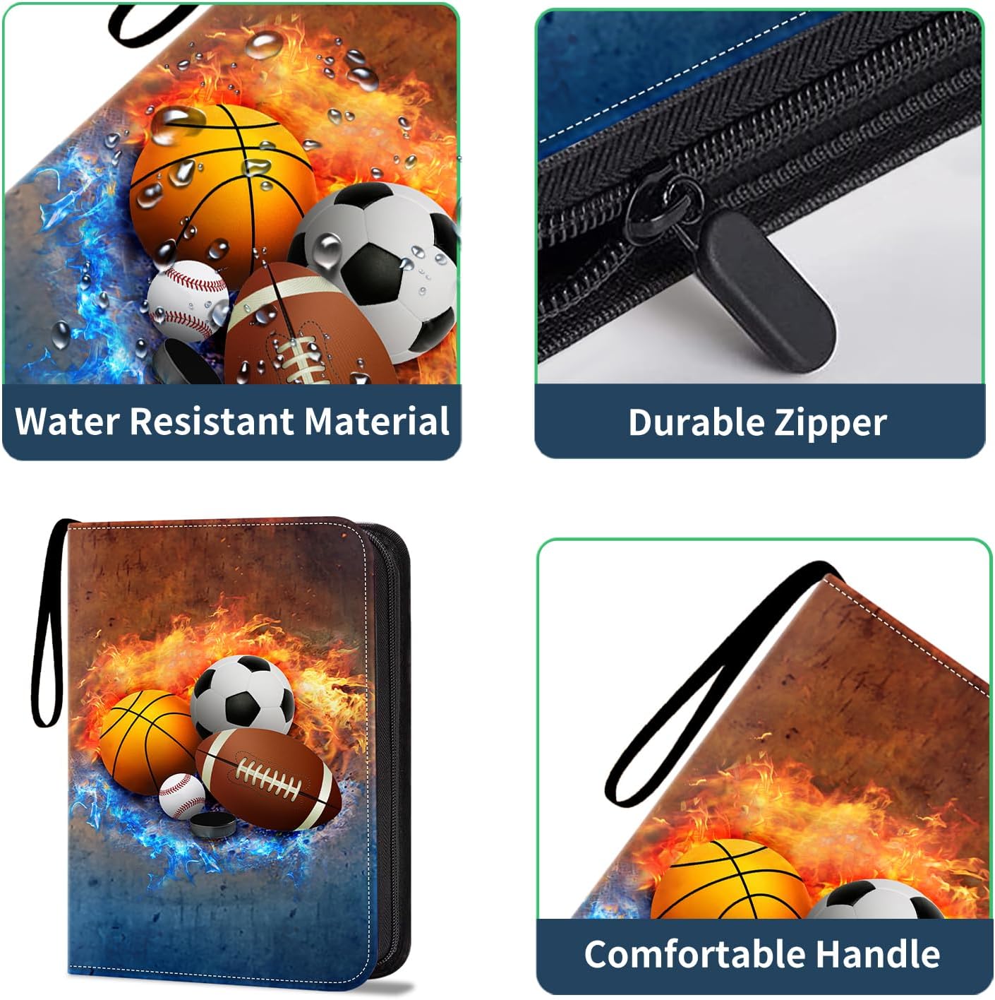 HESTECH Card Binder 9-Pocket For Trading Card Games TCG, 900 Pockets Card Holder With 50 Removable Sleeves With Zipper For Baseball Football Sports