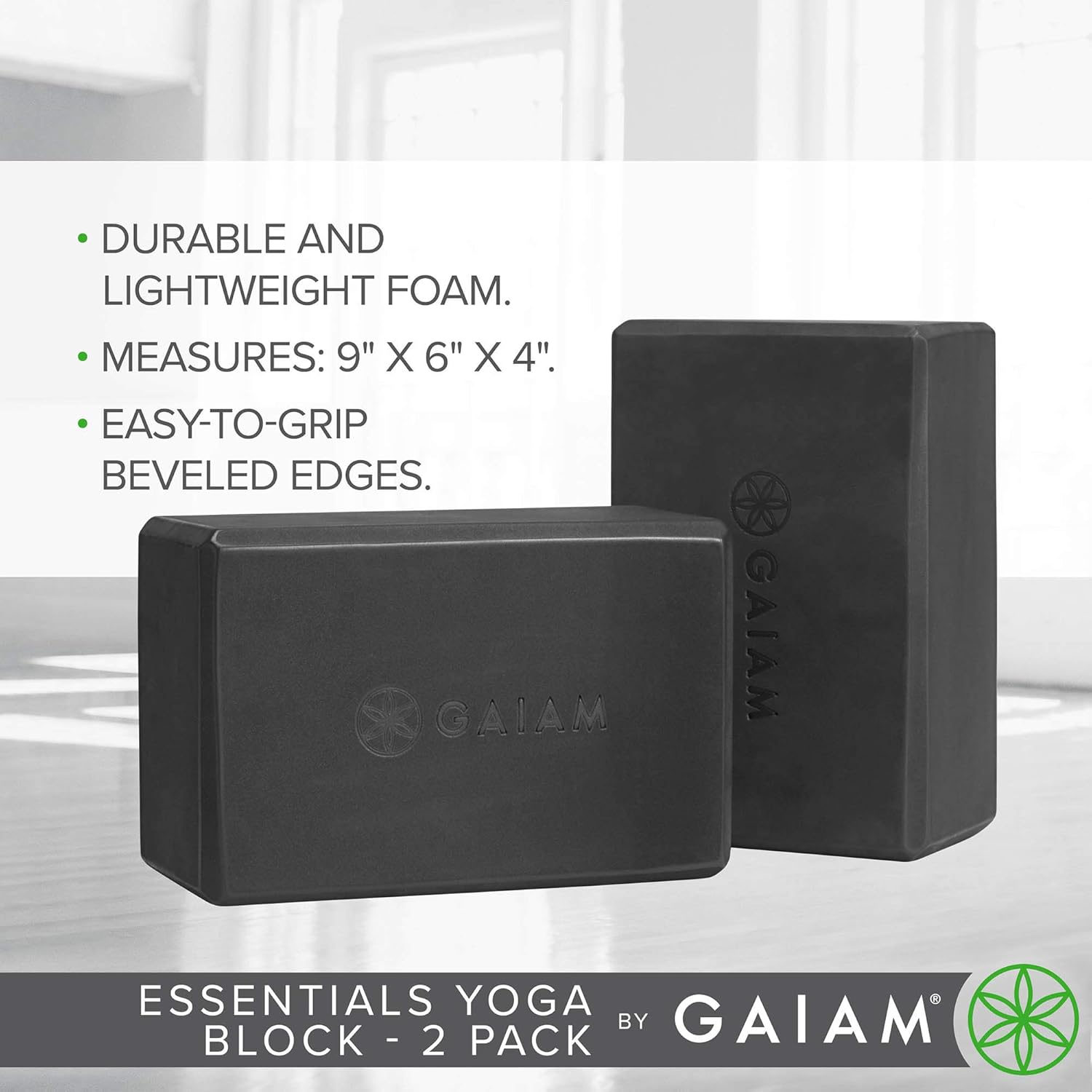 Gaiam Essentials Yoga Block (Set Of 2) - Supportive Latex-Free Eva Foam Soft Non-Slip Surface For Yoga, Pilates, Meditation, Black : Sports & Outdoors