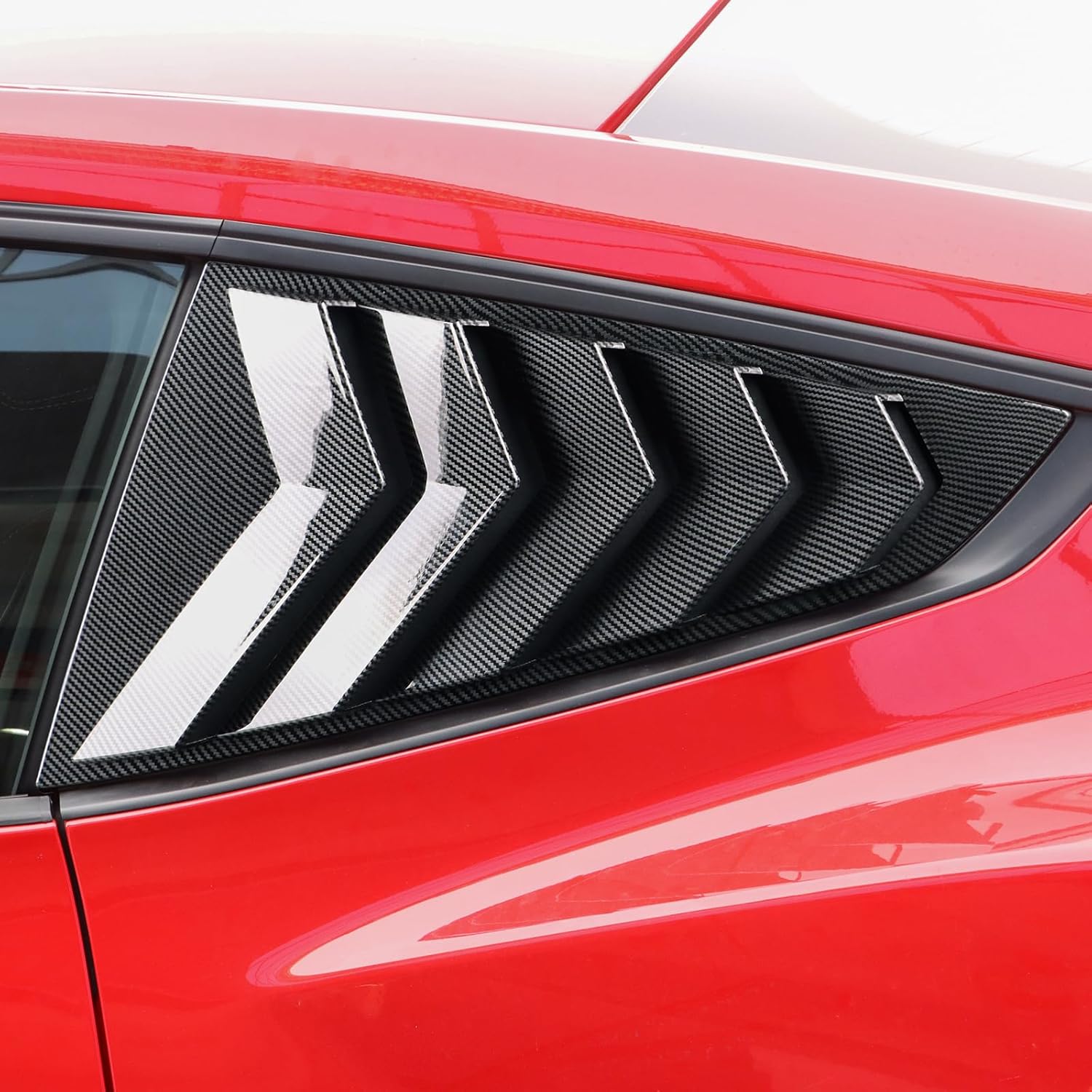 KUNGKIC for 2024 2025 Mustang Rear Side Window Louvers Air Vent Scoop Louvers Window Scoop Louvers Covers ABS Sun Rain Shade Vent Sport Style Cool Exterior Decoration ABS (Carbon Fibre Pattern)