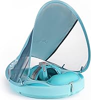 Vista 9 de Mambobaby - Flotador de piscina para bebé no inflable con cola y toldo, protección solar UPF 50+, sin volteo, flotador de natación para bebé