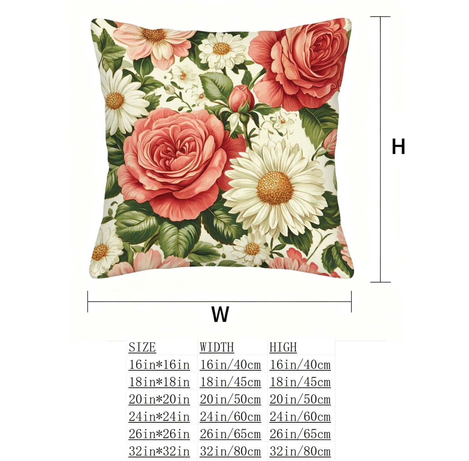 Rose Housse Coussin 60x60 Fleur Taie Oreiller 60x60 Lot de 4 Super Doux Protege Oreiller 60 x 60 Decoration Automne Taie D'oreiller Carrées Coussin Canape, pour Maison Chambre Canapé Chaise E - 780