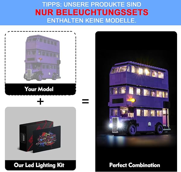 LocoLee Licht Set Kompatibel mit Lego 76446 Abenteuer mit dem Fahrenden Ritter, Nur Lichter Set, Licht Beleuchtung Set Compatible with Lego Knight Bus Adventure 76446(Nicht enthalten Modellset) - 3