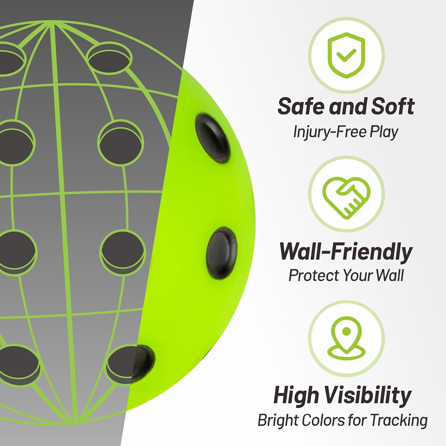 Silent Pickleball Balls, Quiet Practice for Indoor & Outdoor | Pro Foam, 40 Holes & 2.91 in Diameter, Authentic Pickleball Feel, Game-Like Bounce, 4-Pack with Bonus Mesh Bag