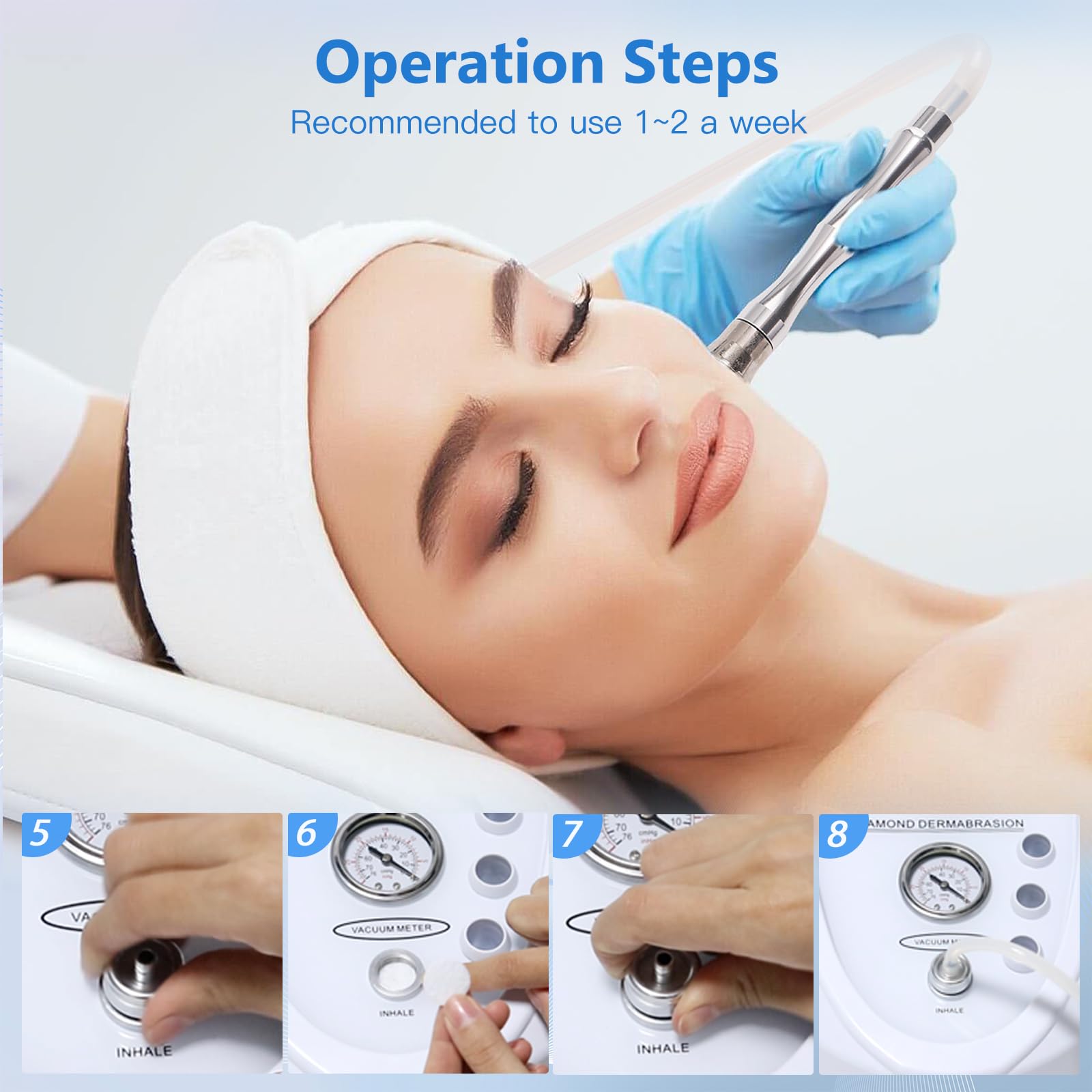 Topdirect Diamant Microdermabrasion Maschine und Saugwerkzeug, Professionelle mikrokristalline Peeling Ausrüstung, Mikrodermabrasionsgerät für Salon und Heimgebrauch, 65-68cmHg