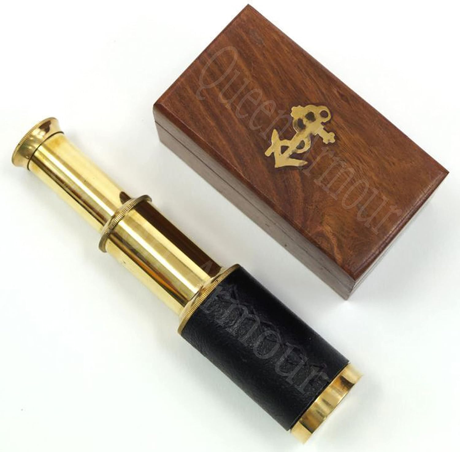 Beautiful Miniature Handcrafted Handheld Brass Telescope with Rosewood Box Pirate Navigation Gifts (6 Inches, Polished Brass)