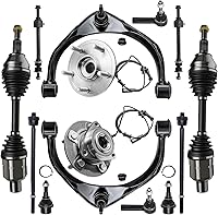 Vista 67 de Detroit Axle - Kit de suspensión de 14 piezas para Jeep Liberty 2006-2007, 2 cubos de rodamiento de ruedas, 2 brazos de control superior, 2 rótulas