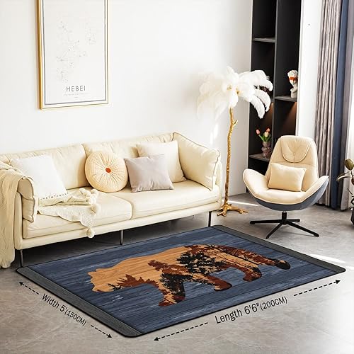 Miniatura 2 de Alfombra decorativa de oso, alfombra decorativa de oso, alfombra rústica de campo, naturaleza, vida silvestre, oso azul, alfombra para sala de